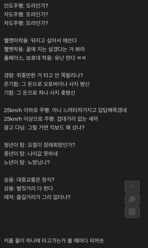 이러나저러나 욕 먹는 이동수단.